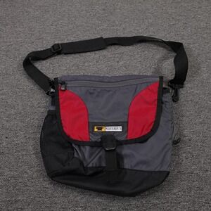 Mountainsmith Messenger Bag Gray Red 13" Nylon Travel Hiking Shoulder Crossbody